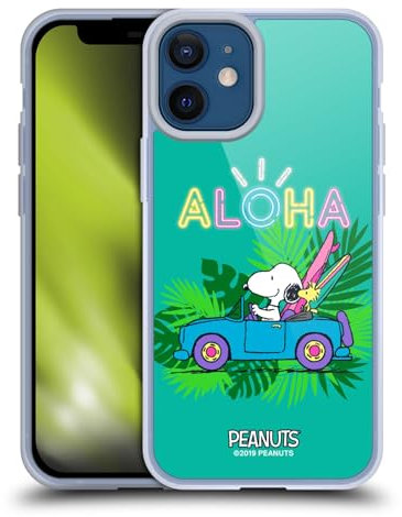 Head Case Designs Offizielle Peanuts Tropischer Surf Snoopy Aloha Disco Soft Gel Handyhülle Hülle kompatibel mit Apple iPhone 12 Mini