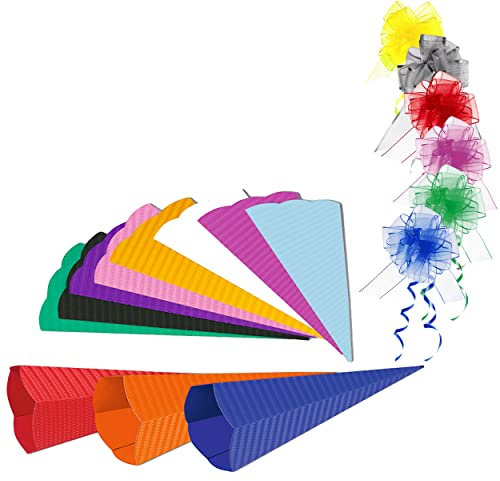 alles-meine.de GmbH Schultüte - Rohling Farbe & Größe wählbar_aus 3D Wellpappe - schwarz - 70 cm - incl. Schleife - mit/ohne Kunststoff Spitze - Zuckertüte zum selber Bastel..