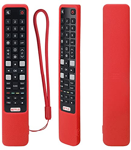 Schutzhülle aus Silikon für TCL RCA Fernbedienung RC802N RC80N 43P20US 49C2US 50P20US 55X2US 65P20US, Fernbedienung Hülle für TCL Android 4K UHD Smart TV Fernbedienung, Stoßfest Abwaschbar (Rot)