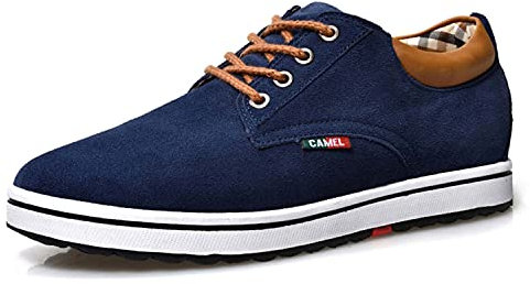 Zapatos de ascensor de altura invisible para hombre, transpirables, con cordones, de moda, zapatos de vestir de Oxford, zapatos de vestir casuales - 2.36 pulgadas más alto, Azul / Patchwork, 42 EU