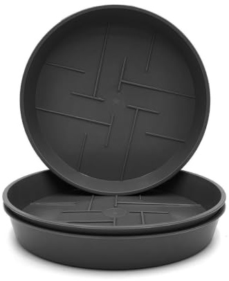 Plastard 3er Set Blumentopf-Untersetzer Ø 21 cm Rund aus Kunststoff | UV-, witterungs- und frostbeständig,ideal für innen & außen, passend für Pflanzkübel mit 19 cm Bodendurchmesser,Anthrazit