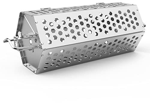 onlyfire 17 inch Stainless Steel Round Tumble Rotisserie Basket Cooking Accessory for Most Grills, Great for Cooking Veggies, Chicken Wings, Shrimps