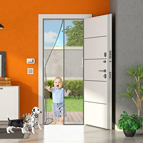Tenda Zanzariera Magnetica, 185 x 225 cm Zanzariera Porta Finestra Magnetica, Adsorbimento Magnetico Pieghevole Rete, Corridoi Porte Patio Grigio