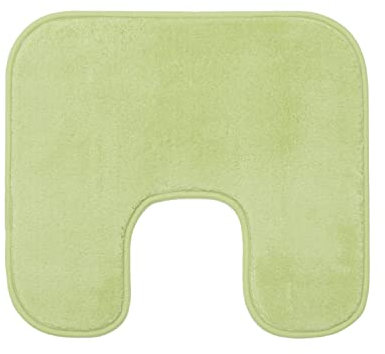 Gözze - Premium Rutschfester Badteppich mit Ausschnitt, RIO, 100% Microfaser, Ideal als WC-Vorlage für Standtoilette, 50 x 45 cm - Limone