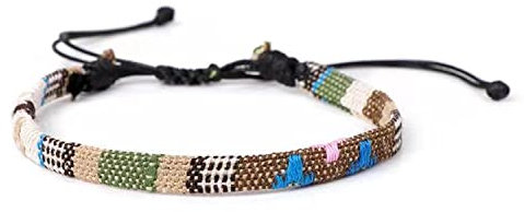 Wagoodter Bracciale elasticizzato intrecciato regolabile Bracciale cavigliera intrecciata unisex da spiaggia Corda sottile colorata (Grado)