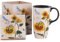 DUSVALLY Ceramic Mug Coffee Cup with Sealed Lid and Gift Box Latte Mug with Handle for Home and Office 17oz.Sunflowers