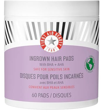 First Aid Beauty – Ingrown Hair Pads mit BHA & AHA – Tägliche Pflege gegen Rasurbrand, eingewachsene Haare und Hautirritationen – 60 Pads