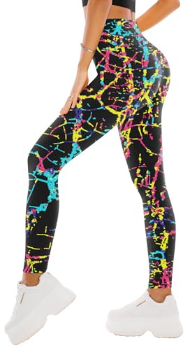 SINOPHANT High Waisted Leggings for Women - Full Length Capri Buttery Soft Yoga Pants for Workout Athletic, Color Line, Small/Medium