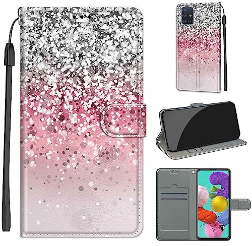 TOMYOU PU Leather Wallet Case for Samsung Galaxy A51, Starlight | Pouch Design, Book Flip Folio, Magnet Closure, Kickstand, Card Slots, Wrist Strap Lanyard, Pattern Style
