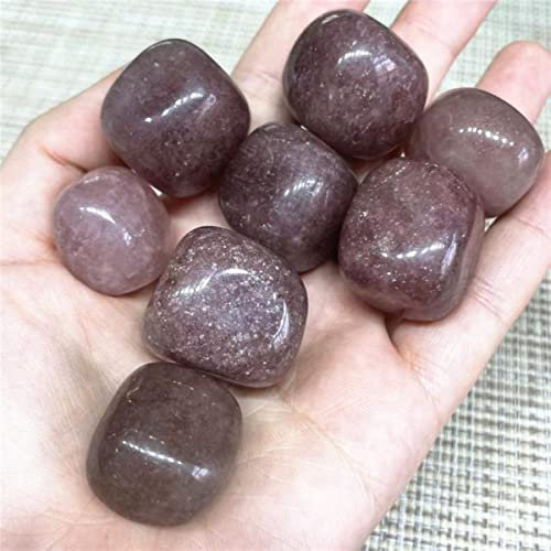 RIAAJ Natursteine, Kies, getrommelte Kristalle, Quarzsplitter, Masse, Heilachate, Exemplar, Aquarium, Heimdekoration, Dekor, Zimmer-Erdbeerkristall, 200 g