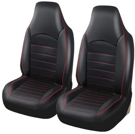 RAKTDA Auto Sitzbezüge für Toyota Aygo 2005-2024, Leder Wasserdicht Atmungsaktiv Sitzbezüge Auto Innenraum Zubehör,A-Red line