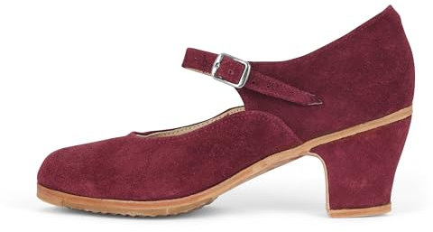 Folkicks Damen Folklorico Flamenco Tanzschuhe mit Nägeln Wildleder 6,3 cm Absatz, Wein, 38 EU