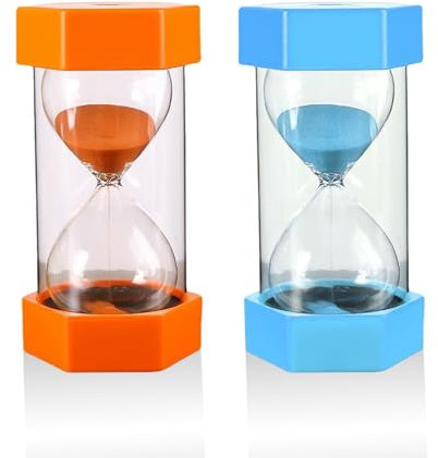 2-teilige Sanduhr, 5-Minuten-Orange-Sanduhr, 10-Minuten-Blau-Sanduhr, Uhr-Timer, Spiel-Timer, Sanduhr für die Küche, kreativer und interessanter Dusch-Timer