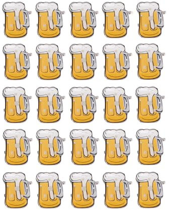 ABOOFAN 50 Stücke LED Brosche Pin Blinkende Anstecknadeln Bier Becher Form Damen Kinder Anstecker für Weihnachten Oktoberfest Silvester Party Deko