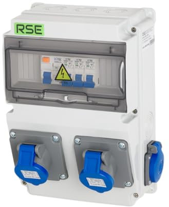 CAMPINGVERTEILER WANDVERTEILER KOMPLETT VERDRAHTET CEE 16A 230V MIT CAMPING STECKDOESE ZÄHLER IP65, 11. 1x230v + 2x Camping + LS+FI