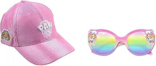 eplusm Paw Patrol Skye Mädchen Baseball Cap, Kappe Sonnenhut mit Klettverschluss und Sonnenbrille Set ab 3-10 Jahren, 100% UV Schutz (DE/NL/SE/PL, Numerisch, 52, 54, Kleinkinder (Mädchen), Rosa)