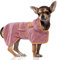 DENTRUN Bademantel für Hunde Klettverschluss am Kragen der Kleine Hunde Bademantel mit Hut hundehandtuch Dog Bathrobe Welsh Corgi Meer Schwimmen (Rosa,S)