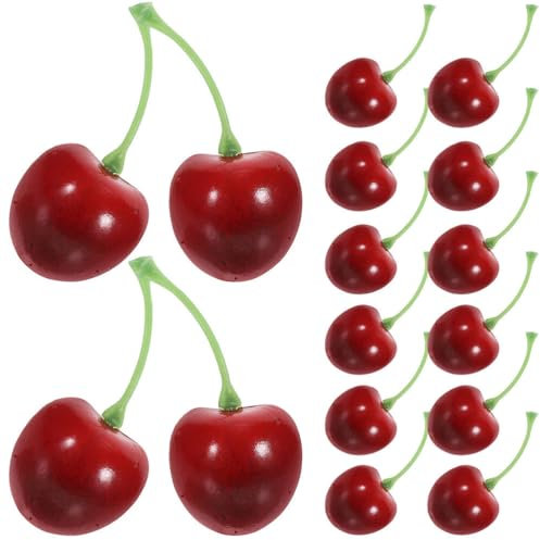 VOSAREA 25stücke Teiliges Set Künstliche Kirschen Dekorative Obst Modelle Für Fotografie Und Partydekoration Realistische Simulation Früchte Für Küchen Wohnaccessoires