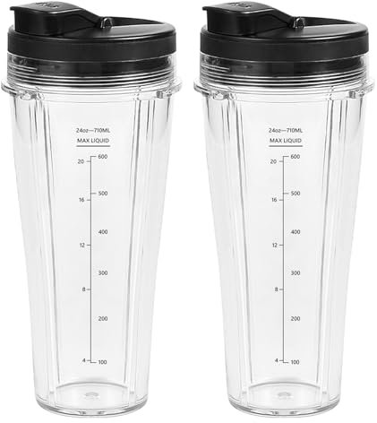Mixer Ersatzteile Für Ninja,2 Stück 710 Ml Becher Ersatzteile Kompatibel Mit Nutri,Upgrade Blender Becher Mit Herausnehmbarem Deckel,Becher Ersatzteile Für Ninja Für Ninja,SS100, SS101, SS300 Mixer