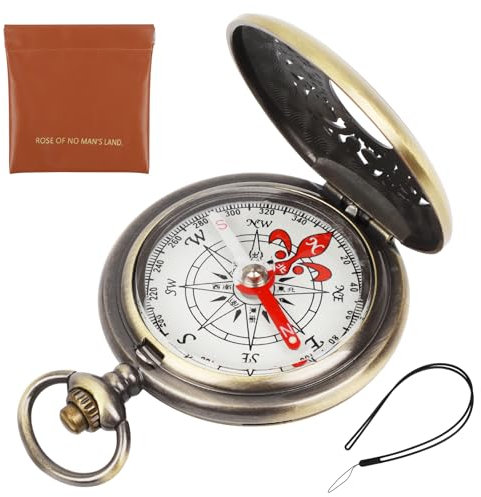 LHOEST Kompass Outdoor Wandern 3 Stück Vintage Kompass Schlüsselanhänger Klein Mini kompass Anhänger Portable Wasserdicht Kompas Kinder Erwachsener Taschenkompass mit Ledertasche Compass Outdoor