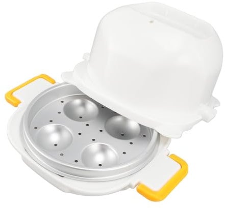 Mikrowellen-Eierkocher, 4 Eier, schnellgekochter Eierkocher, Eierdampfer, Mikrowellen-Eierpochierer, Mikrowellentopf, Mikrowellen-Eierkocher mit Eierschneider für die Küche zu