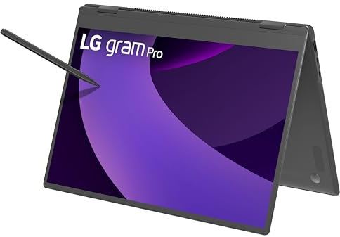 LG gram Pro Ordinateur portable léger 2 en 1 de 16'', édition Intel Evo alimenté par processeur Intel Core Ultra7 255H, Windows 11 Home, 32 Go de RAM, SSD de 2 To, noir obsidienne