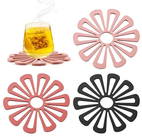 Topfuntersetzer, Silikon 3er Set Blütenblatt Form rutschfest Untersetzer Topf für Töpfe Pfannen Silikon Platzdeckchen Spülmaschinenfest Hitzebeständig Isoliermatte Modern für Küche Esstisch