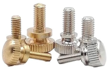 DQZRTUECA Colorful Knurled Thumbscrew Tighten Bolt, 2-5PCS M3 M4 M5 M6 GB834 Brass Knurled Head Or Nickel Plating Knurled Thumb Screw(Brass,5 x 10 2pcs)