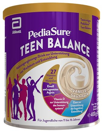 Pediasure Teenbalance Vanille 400 g | Nahrungsergänzungsshake für Teens 11-16 J.a., mit Protein, 27 Vitaminen & Mineralien (Eisen, Magnesium, Vitamin D, Vitamin C)
