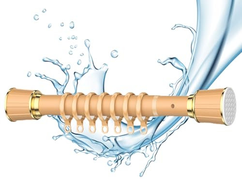 Tringle à rideau de douche réglable sans perçage en acier inoxydable avec anneaux pour placard, chambre à coucher et douche - 50, 70 cm, 110, 190 cm, 210 - 300 cm - Jaune - 50 à 70 cm