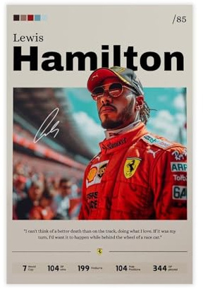 FKBALCZ F1 – Lewis Hamilton Poster auf Leinwand, Poster, Schlafzimmer, Dekoration, Landschaft, Büro, Raumdekoration, Geschenk, 30 x 45 cm