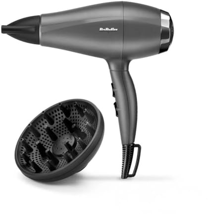 BaByliss Italian Light Weight Pro Hair Dryer Salon Quality Blow Dry with Large Diffuser 5916U