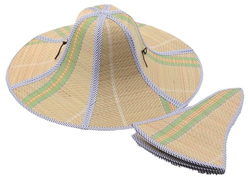 Chapeau de paille, pare- d'extérieur pliable 46 x 15 cm | Chapeau de plage en paille naturelle de 0,055 kg. Le chapeau respirant de style chinois comprend une corde coupe-vent pour les V