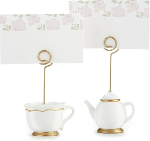 Kate Aspen, Place Card Holders, Tea Time Whimsy, Teapot and Teacup, Place Cards Included, Set of 6,Pink