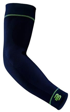 Bauerfeind Arm Sleeve „Sports Compression Sleeves Arm“, 1 Paar Sport Kompressions-Armbandagen, Unisex, Armlinge für Ball- & Ausdauersportarten zur Stärkung der Muskulatur, Armstulpen, Marineblau, S extra lang