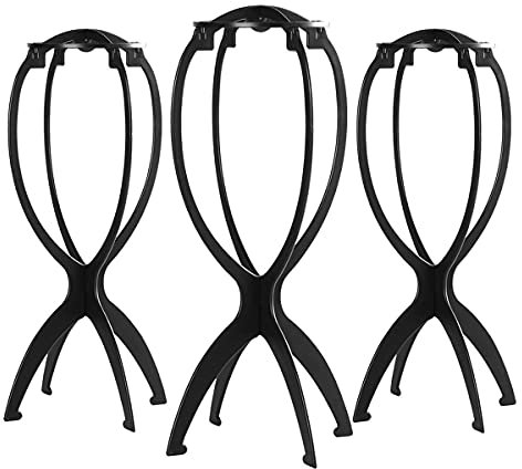 Dreamlover Support de Perruque pour Femme, Tête de Perruque en Plastique, Noir 3 Pièces