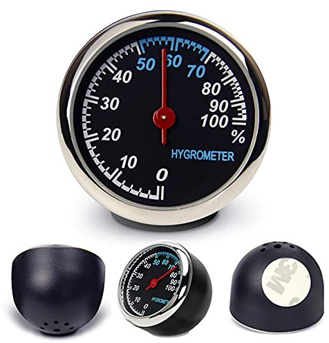 R31C KFZ Mini Dashboard Hygrometer Uhr – Tragbares Luftfeuchtigkeitsmessgerät mit Mechanischem Zeiger, Hohe Transparenz, Kratzfest, Ideal für Auto- und Bootsdekoration