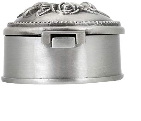 Hilitand Schmuckschatulle Vintage Blume geschnitzt Runde Design Antik Frauen Trinket Zink-Legierung Schmuck Fall für Ring Storage,Andere Sammlerstücke