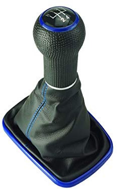 DoLED Schaltsack Schaltknauf blauer Rahmen blaue Naht blaue Kappe 5 Gang für 12 mm Schaltgestänge kompatibel/Ersatzteil für VW Golf 4 Bora