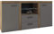 Mirjan24 Kommode Rango mit Glasboden, Highboard Sideboard, Anrichte, Naturtöne, Mehrzweckschrank, Wohnzimmerschrank, Anrichte, Schrank (ohne Beleuchtung, Lefkas Eiche/Graphit)