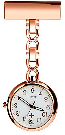 WONOLO Nurse Lapel Pin Fob Watch Nursing Hanging Medical Doctor Pendant Pocket Watch (Rose Gold)