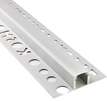 LED Aluprofil T77 Bordüre 12mm silber Fliesenprofil + Abdeckung Fliesen für LED-Streifen-Strip 2m opal