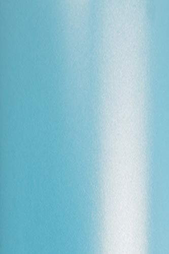Netuno 20x Bastel Karton Perlmutt Blau DIN A4 21 x 29,7 cm 250g Aster Metallic Blue Perlmuttpapier Farbpapier metallisch glänzend Perl Glanz Karton Perlmuttglanz zum Basteln Schimmerpapier farbig