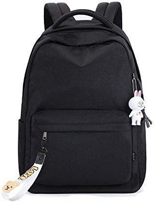 FANDARE Rucksäcke Damen Schulrucksack Mädchen Schultasche mit USB Schulranzen Teenager Reise Tagesrucksack 15.6-Zoll-Laptop Daypacks für Schüler Büro Alltag Freizeit Wasserdicht Polyester Schwarz