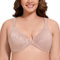 MELENECA Front Fastening Bras for Women Plus Size Underwire Unlined Lace Cup Cushion Strap Beige 42G