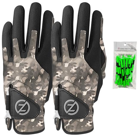Zero Friction Herren Kompressions-Passform Synthetisch Linke Hand Universal-Passform Golfhandschuh 2 Packung, Einheitsgröße, Nacht-Camo