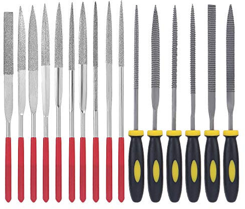 Generic FJYI 16 Pieces Needle Set Includes 6 Steel, 10 Diamond Files and for Shaping Metal, Plastic, Wood, Jewelry, Model, DIY Tool, Eisen