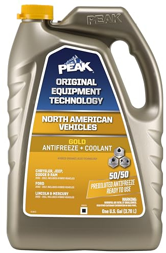 PEAK OET Extended Life Gold 50/50 Prediluted Antifreeze/Coolant for North American Vehicles, 1 Gal.