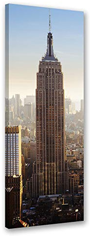 Feeby Vlies Leinwandbild NYC USA 40x120 cm Druckbild Wandbild Wanddekoration Deko Wand Aesthetic Empire State Building Beige