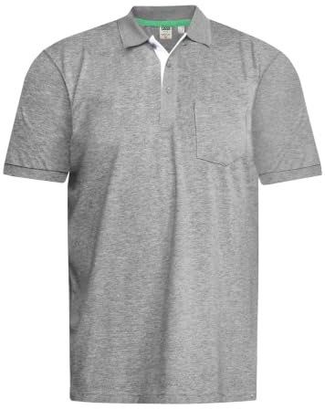 Duke Men's D555 Grant Fully Combed Pique Polo Shirt in Grey - Plus Size